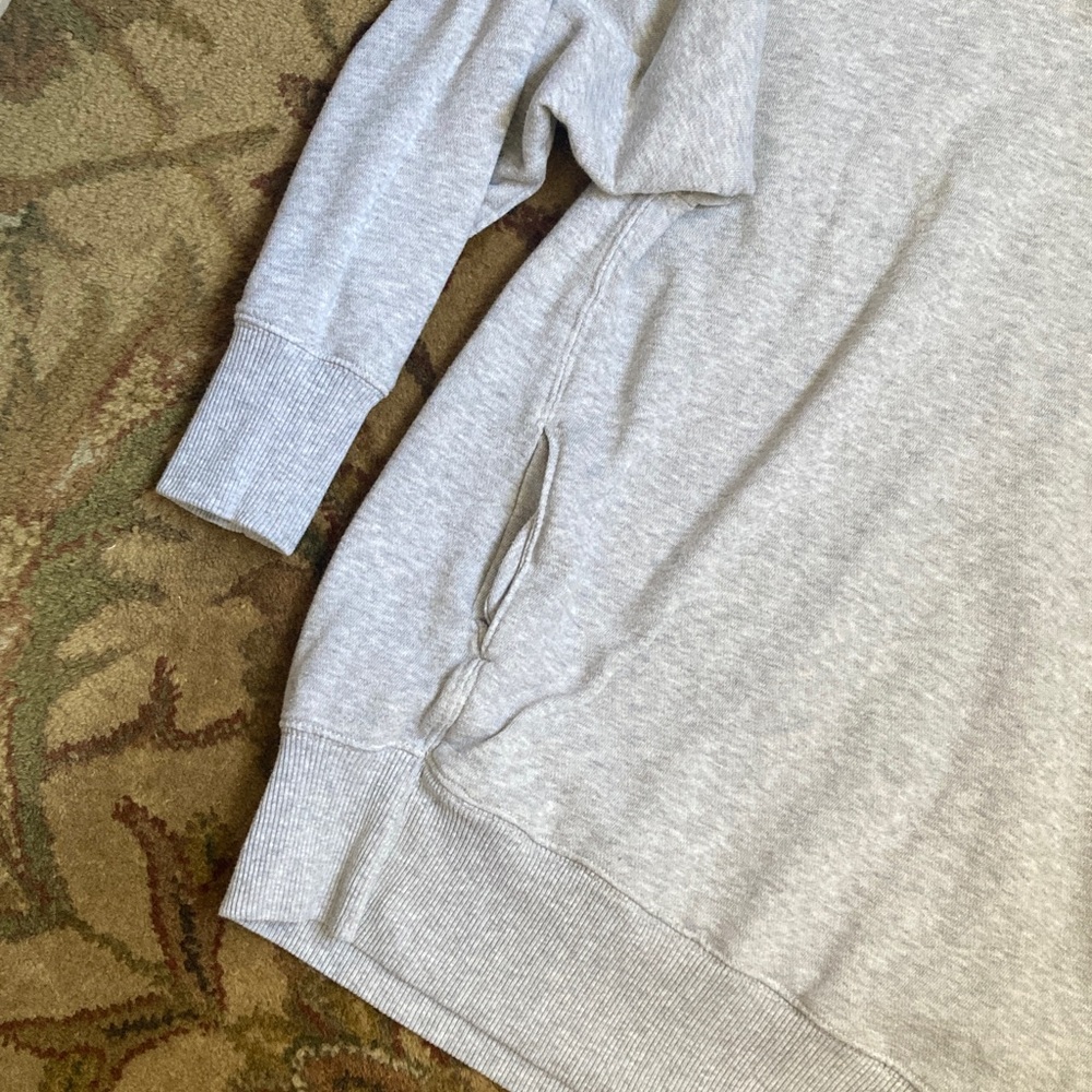 Set of 2 Funnel Neck Oversized Look Sweatshirts in Olive Green/Light Grey - Picture 6 of 8
